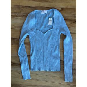 Old Navy Women's Sweetheart Neck Slim Fitted Rib Knit Sweater Light Blue S